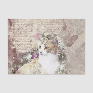 Aquarell Vintage Katze Seidenpapier