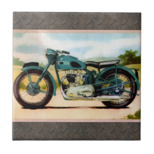 Aquarell-Vintage-Motorrad Fliese