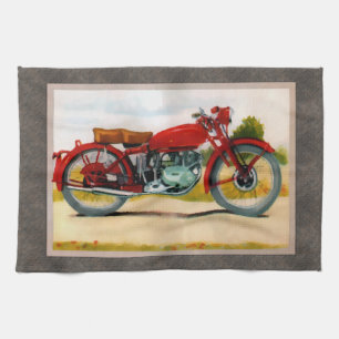 Aquarell Vintage-Motorrad Geschirrtuch
