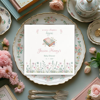 Aquarell Vintage Neues Kapitel beginnt Baby-Party Serviette