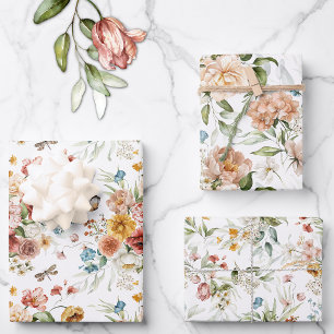 Aquarell Vintage Niederländische Stilleben-Blumenk Geschenkpapier Set