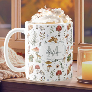 Aquarell-Vintage-Pilz-Farn-Botanik-Muster Kaffeetasse