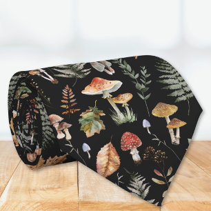 Aquarell-Vintage-Pilz-Farn-Botanisches Muster Krawatte