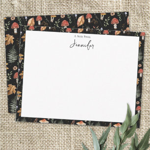 Aquarell-Vintage-Pilz-Farn-Botanisches Muster Mitteilungskarte