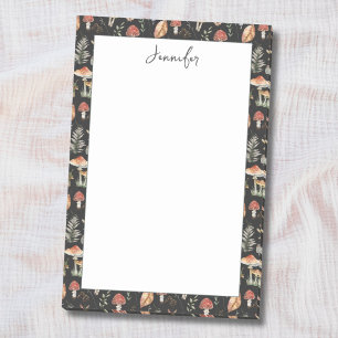 Aquarell-Vintage-Pilz-Farn-Botanisches Muster Post-it Klebezettel