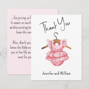 Aquarell Vintage Rosa Baby-Shower-Kleid Dankeskarte