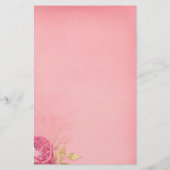 Aquarell Vintage Rose Blumengrün Rosa (Rückseite)