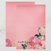 Aquarell Vintage Rose Blumengrün Rosa (Vorne/Hinten)