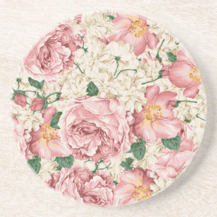 Aquarell-Vintage-Rosen- und Hortensienmuster Getränkeuntersetzer