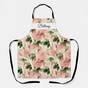 Aquarell-Vintage-Rosenblumen-Muster-Monogramm Schürze