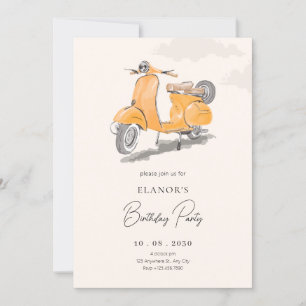 Aquarell-Vintage-Scooter-Kunst-Geburtstag Einladung