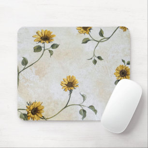 Aquarell-Vintage-Sonnenblumen-Design Mousepad