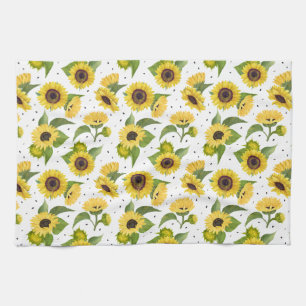 Aquarell-Vintage-Sonnenblumen-Sträußemuster Geschirrtuch