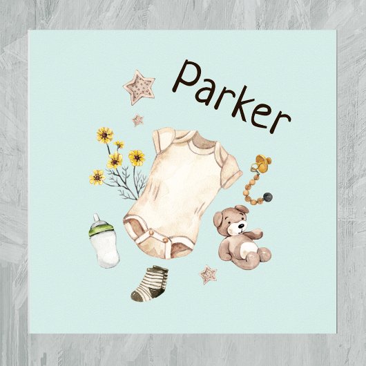 Aquarell Vintage Spielzeug Teal Kinderzimmer Poster