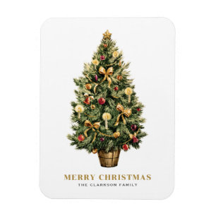 Aquarell Vintage-Weihnachtsbaum Frohe Weihnachten Magnet