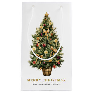 Aquarell Vintage Weihnachtsbaum Gold Weihnachten Kleine Geschenktüte