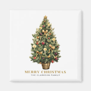Aquarell Vintage-Weihnachtsbaum Gold Weihnachten Magnet