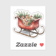 Aquarell Vintage Weihnachtsschlitten