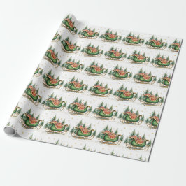 Aquarell Vintage Weihnachtsschlitten Geschenkpapier