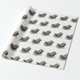 Aquarell Vintage Weihnachtsschlitten Geschenkpapier