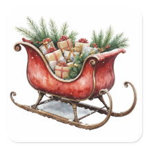 Aquarell Vintage Weihnachtsschlitten