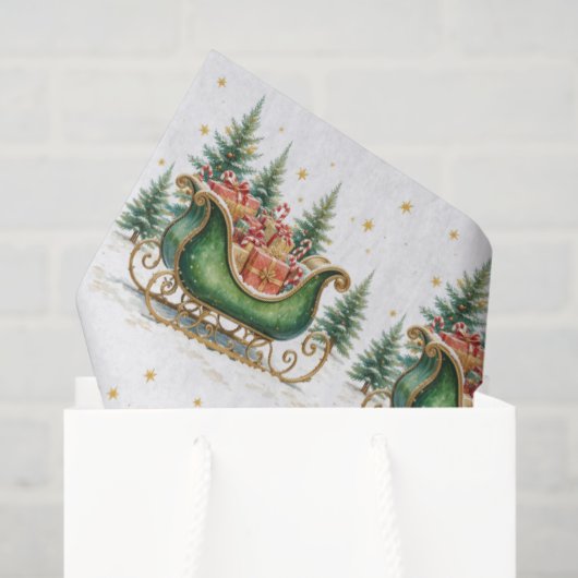Aquarell-Vintage-Weihnachtsschlitten Seidenpapier (Geschenktüte)