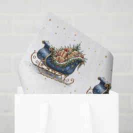 Aquarell Vintage Weihnachtsschlitten Seidenpapier
