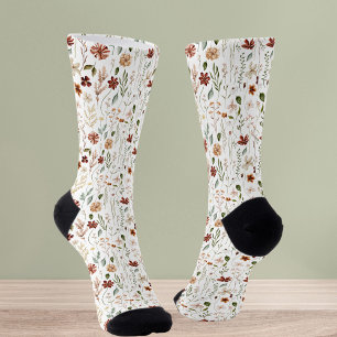 Aquarell-Vintage-Wildblumen-Blumen-Botanik Socken
