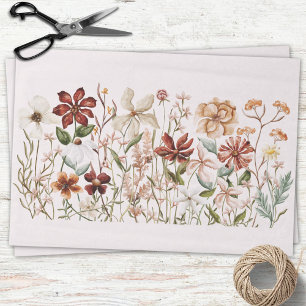 Aquarell-Vintage-Wildblumenwiese-Decoupage Seidenpapier