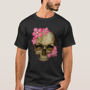 Aquarell-Vintage-Zuckerschädel-Gotikkopf-Blumenmus T-Shirt