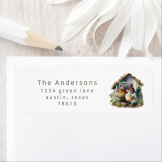 Aquarell Vintager Hühnercoop Rücksendeadresse Labr