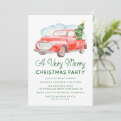Aquarell Vintager Lieferwagen LKW Weihnachten Part Einladung (Stehend Vorderseite)