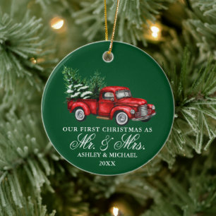 Aquarell Vintager LKWundesminister für Weihnachten Keramik Ornament