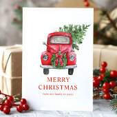 Aquarell Vintager Trucksbaum Weihnachtsbaum Feiertagskarte