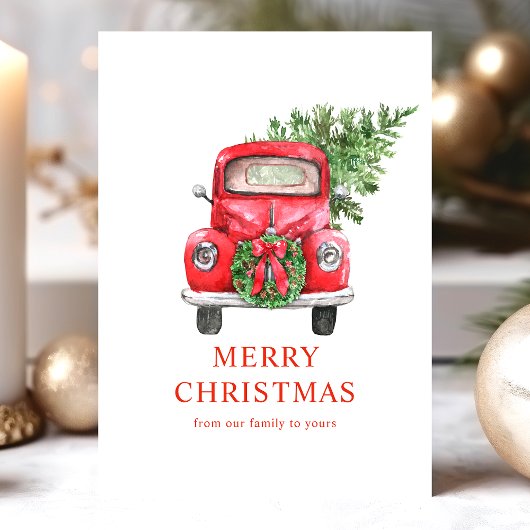 Aquarell Vintager Trucksbaum Weihnachtsbaum Feiertagskarte