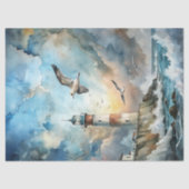 Aquarell Vintages Meereslichthaus Glarus Möwen Seidenpapier (Vorderseite)