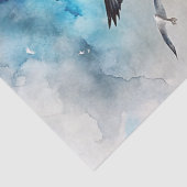 Aquarell Vintages Meereslichthaus Glarus Möwen Seidenpapier (Detail)