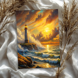 Aquarell Vintages Meerlichthaus Sonnenschein Seidenpapier