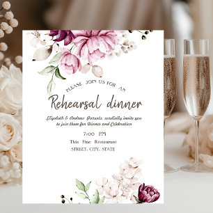 Aquarell Violette Blumen Probedinner Einladung