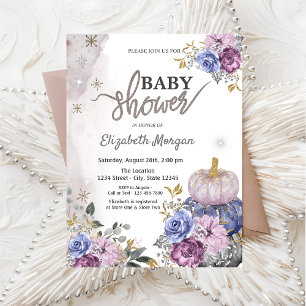 Aquarell Violette Kürbisse Blumen Babyparty Einladung