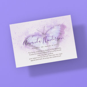 Aquarell-Violetter-Schmetterling-Gedenk-Dankeschön Dankeskarte