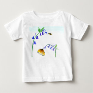 Aquarell Virginia Blauglocken Mit Schmetterling Baby T-shirt