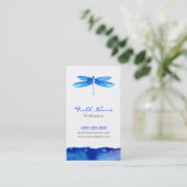 Aquarell-Visitenkarte, blaue Libelle modern Visitenkarte (Stehend Vorderseite)