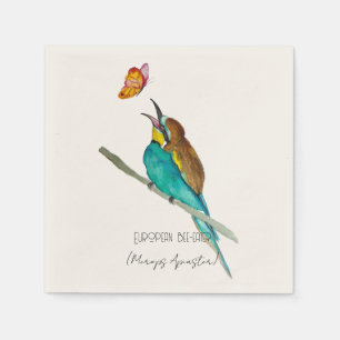 Aquarell-Vogel (Europäischer Bienenfresser) Serviette