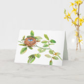 Aquarell-Vogel-Nest Karte (Gelbe Blume)