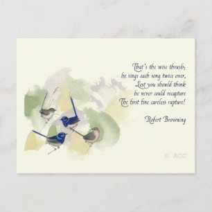 Aquarell-Vögel Robert Browning Gedicht Postkarte