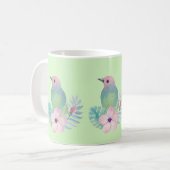 Aquarell-Vogel und -Blume Kaffeetasse (Vorderseite Links)