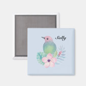 Aquarell Vogel und Blume Magnet (Vorderseite/Rückseite)