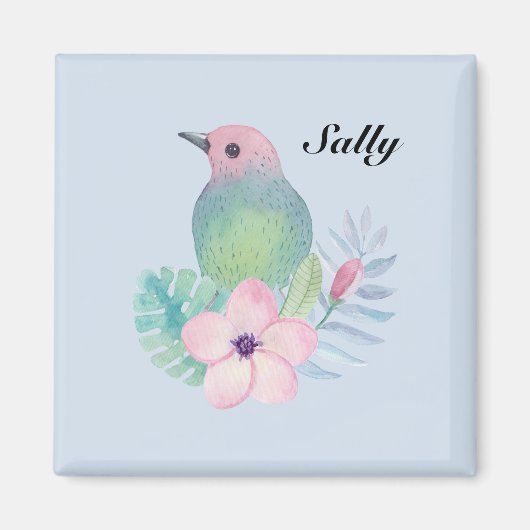 Aquarell Vogel und Blume Magnet (Vorne)