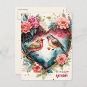 Aquarell Vögel Urlaub Postkarte (Vorne/Hinten)